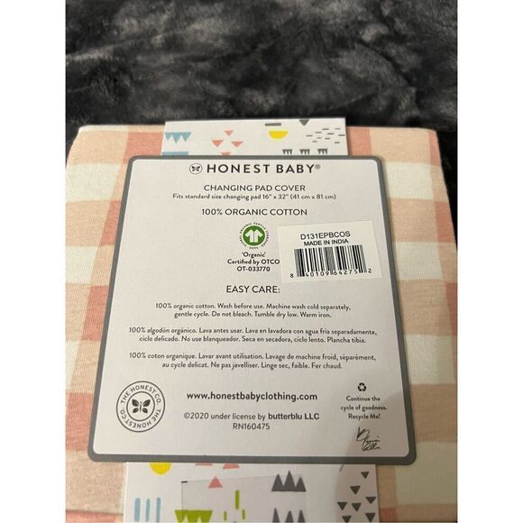 Honest Baby 100% Organic Cotton Pink Plaid Changing Pad Cover Soft & Breathable - Picture 5 of 6